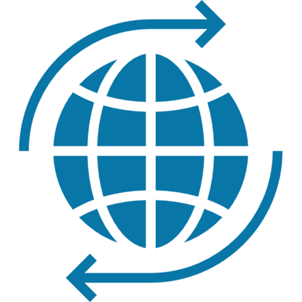 Globe icon representing international private jet charter services