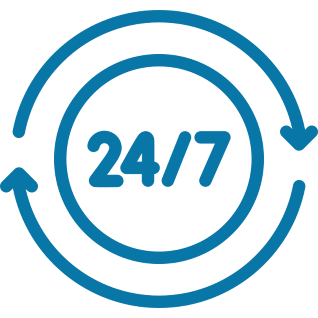 Clock icon showing 24x7 private jet charter service availability