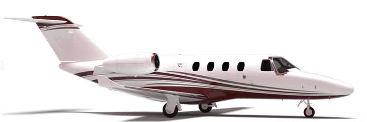 Midsize private jet with sleek design, perfect for transcontinental business or group travel