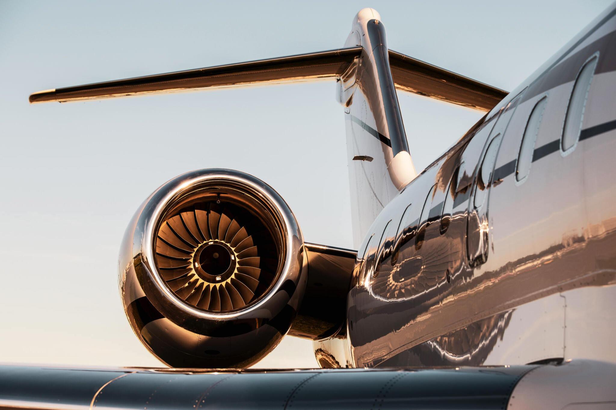 Close-up of a private jet