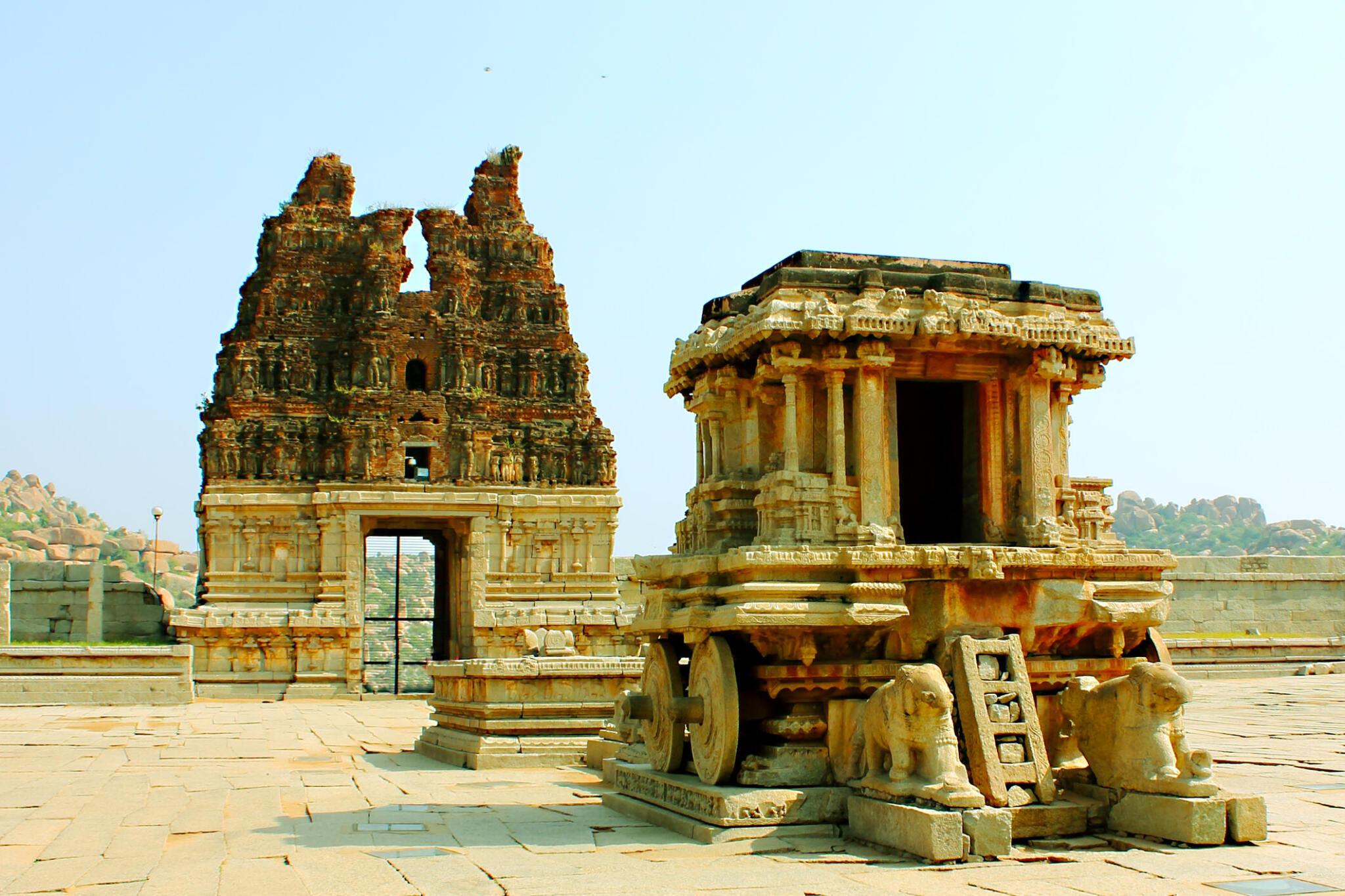 Historic stone temples and ruins in Nanded, showcasing ancient Indian architectural style