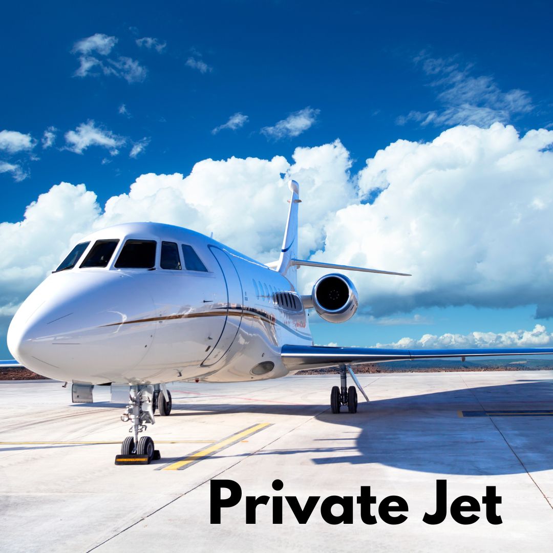 Private jet on runway representing Fly AVCare private aviation services