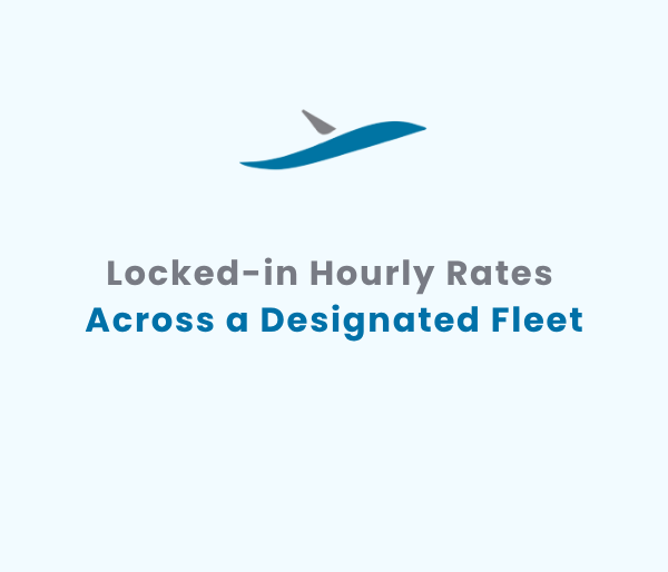 Fixed hourly private jet rental rates across Fly Avcare designated charter fleet